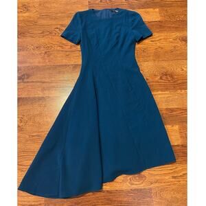 Black Halo Olcay Asymmetric Hem Midi Dress Women’s 0 Blue Modern Chic Unique
